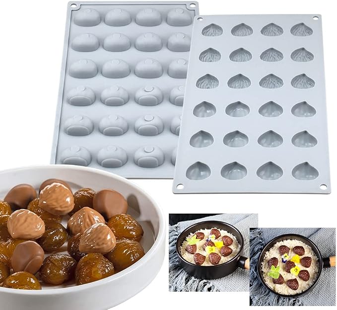 mostsom Mini Chestnut Chocolate Mold,Silicone Molds,Small Jelly Bean,Pastry,Candy,Fondant Molds (Chestnut K)