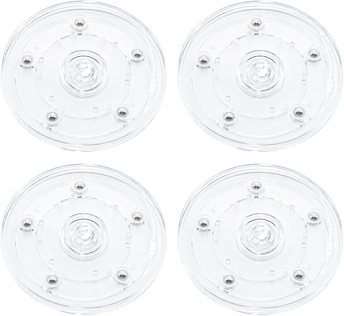 4 Pcs Clear 5 inch Acrylic Lazy Susan Rotating Turntable Organizer Bearings - Round Swivel Plate for Spice Rack, Table, Cake, Kitchen Pantry