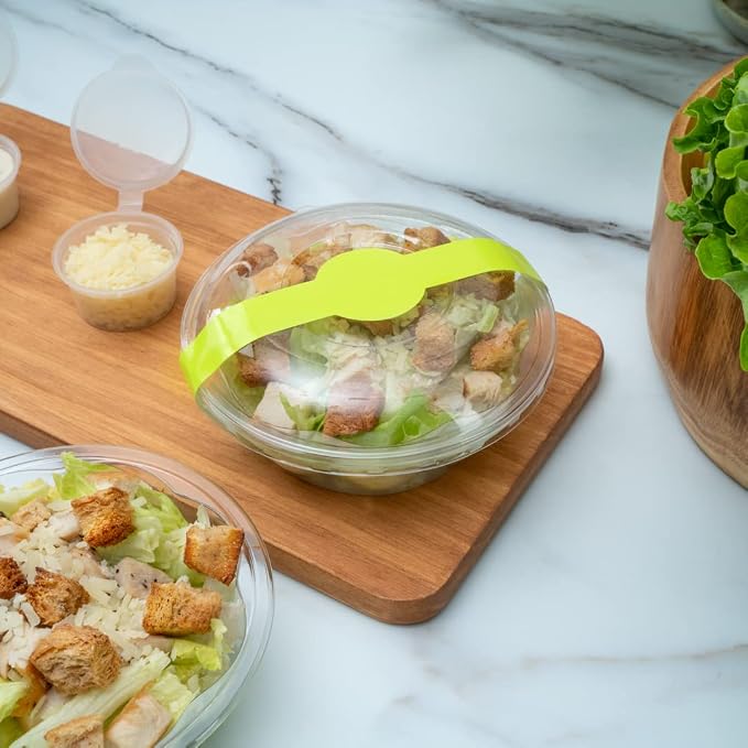 Restaurantware RW Base 12 x 1.5 Inch Packaging Bands 100 Self-Adhering Belly Bands - Disposable Strong Green Paper Label Stickers For Packaging Supplies Keeps Take Out Containers Sealed