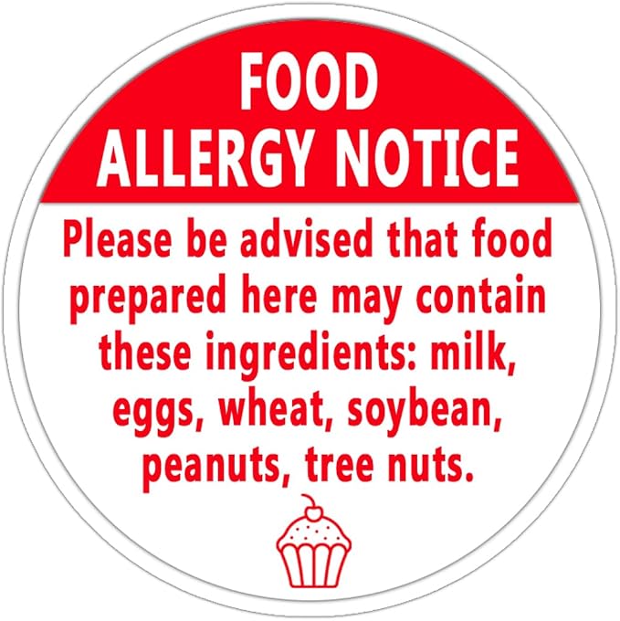 500 Pcs Food Allergy Stickers,1.5 Inches Allergy Warning Sticker for Cake Shop,Party,Kitchen,Restaurants,Food Allergy Label