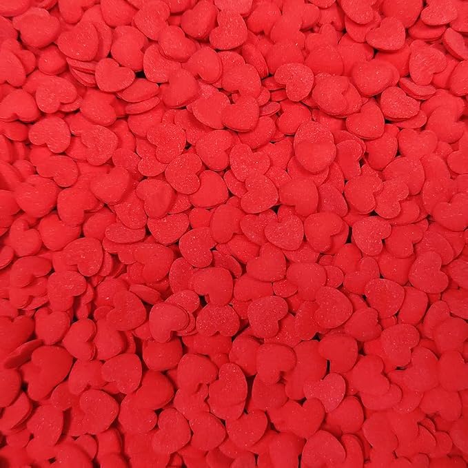 Edible Valentine Red Heart Shapes Sprinkles for Cakes Decorating 8mm Heart Cupcakes Toppers for Birthday, Ice Cream
