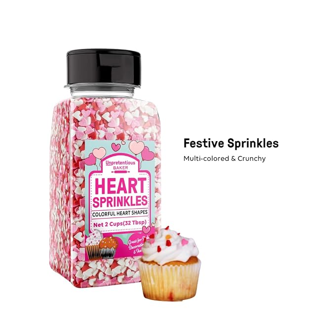 Unpretentious Heart Sprinkles, 2 Cup, Mix, Colorful, Dessert Decorating (9.6 Ounce)