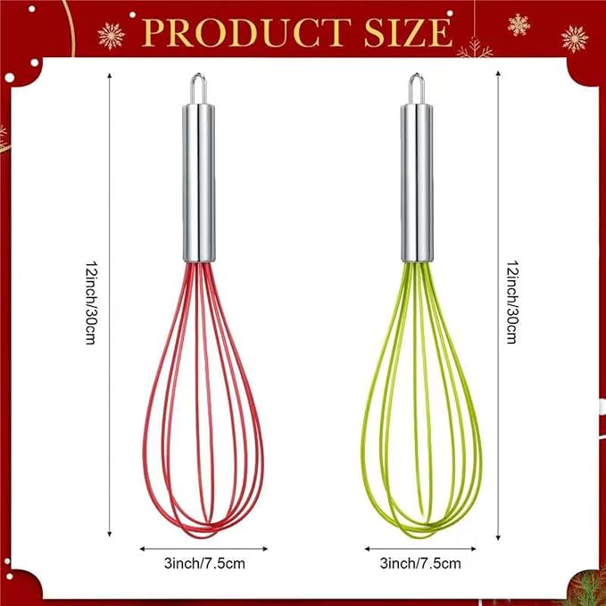 FoldTier 24 Sets 12 Inch Whisks Bulk DIY Fillable Whisk Gifts Colored Silicone Whisks for Cooking Heat Resistant Egg Beaters for Candy Holder Party Favors