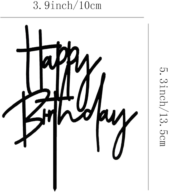 DIY Happy birthday Cake Topper Black Acrylic
