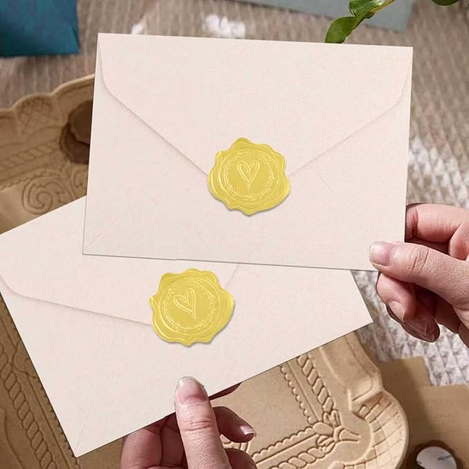 20 Pack 4x6 White Linen Envelopes with Gold Wax Seals - Handmade Look A6 Vintage Envelopes & Self-Adhesive Seal Stickers for Greeting Cards, love letter, Wedding, Party Invitation