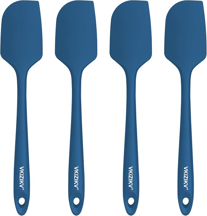 4 Pcs Silicone Spatula Set, 11.4 In, 600°F Heat Resistant Rubber Spatulas for Baking, Cooking & Mixing, Flexible and Non-Stick Kitchen Utensils, Seamless & Dishwasher Safe (Blue)