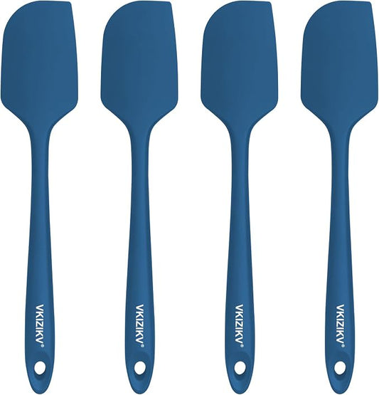 4 Pcs Silicone Spatula Set, 11.4 In, 600°F Heat Resistant Rubber Spatulas for Baking, Cooking & Mixing, Flexible and Non-Stick Kitchen Utensils, Seamless & Dishwasher Safe (Blue)