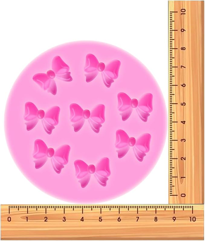 YunKo W0770 8 Mini Bows Silicone Fondant Molds Chocolate Sugar Candy Cake Pop Bow Craft Molds DIY Cake Decorating