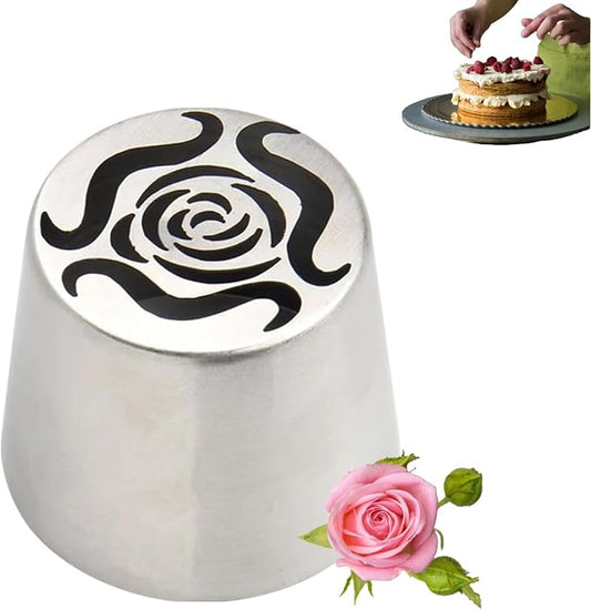 Extra Large Russian Piping Tips, Stainless Steel Rose Floral Piping Nozzles for Cake Decorating Icing, Rose Piping Tips for Cupcakes, Desserts, DIY Flower Nozzle (1pcs)