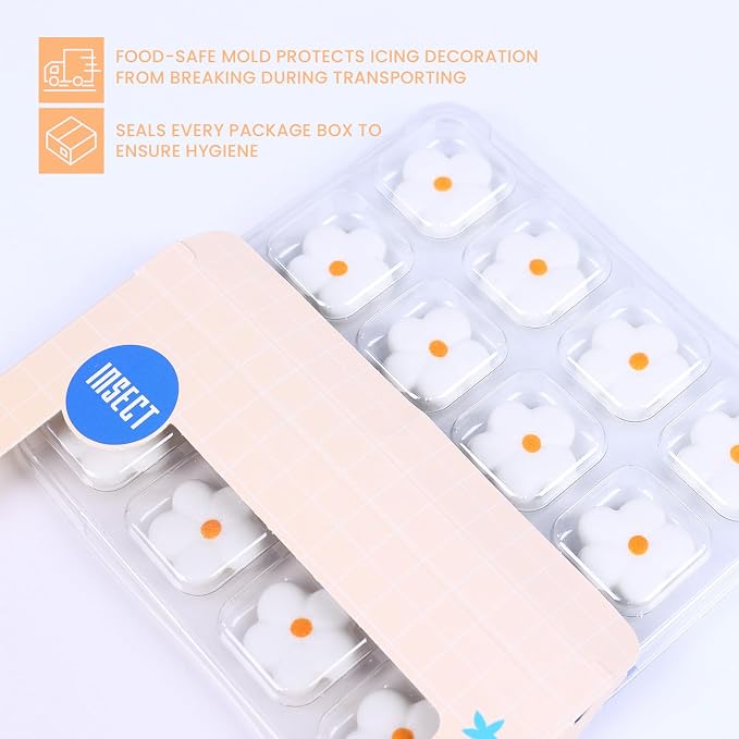 16 Pcs Edible Flowers Cake Decorations, White Sugar Flowers, Royal Icing Blossoms for Cakes, Cupcakes, Cookies, Ice Cream, and Macarons (0.87 Inch)