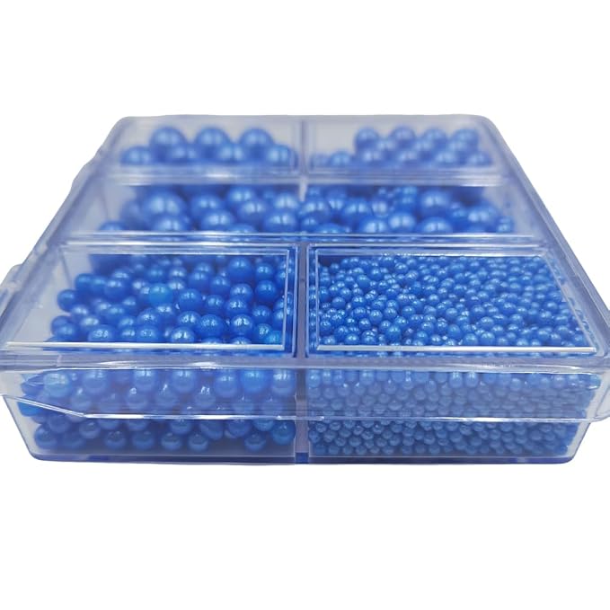 Blue Pearl Sprinkles for Cake Decorating, 4 Sizes Mix Size, Edible Pearls for Cupcake Topper, Ice Cream, Donuts, Baking Decoratings (2mm, 4mm, 7mm, 10mm)