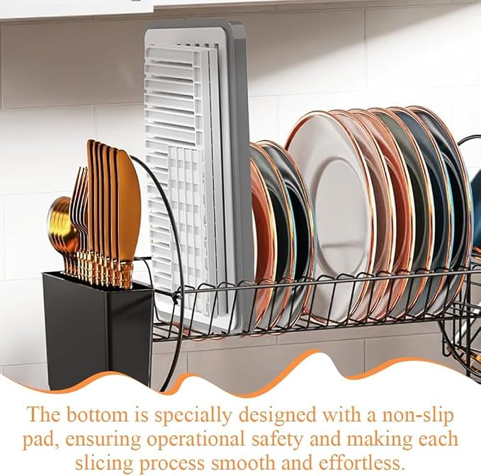 Bread Slicer for Homemade Bread, Foldable Manual Bread Slicer with Crumb Tray & Adjustable Slicing Guide, Professional Free Bread Cutter for Sourdough, Sandwich Bread, & Cakes, Compact Kitchen