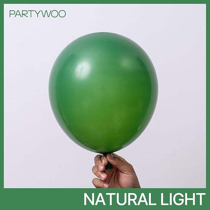 PartyWoo Dark Green Balloons 100pcs Different Sizes of 18 12 10 5 Inch Emerald Hunter Forest Green Balloon Arch Kit for Birthday Christmas Graduation Dinosaur Jungle Theme Party Decorations Green-Y56