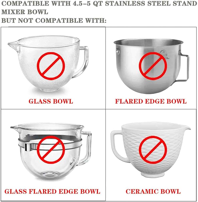 2 Pack Mixers Bowl Covers for KitchenAid 4.5-5 Quart Tilt-Head Stand Mixers | Effectively Prevents Dust and Flour Contained During Mixing. Helps Reduce Mess and Makes Cleanup Easier