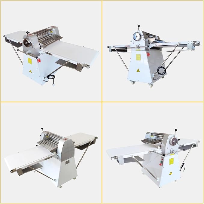 Dough Sheeter Machine Electric Dough Sheeter Roller Pastry Press Machine with 80.9x19.7" Conveyor Belt 0.06"-1.38" Adjustable Thickness for Making Croissant Pastry Foldable Design 220V 750W