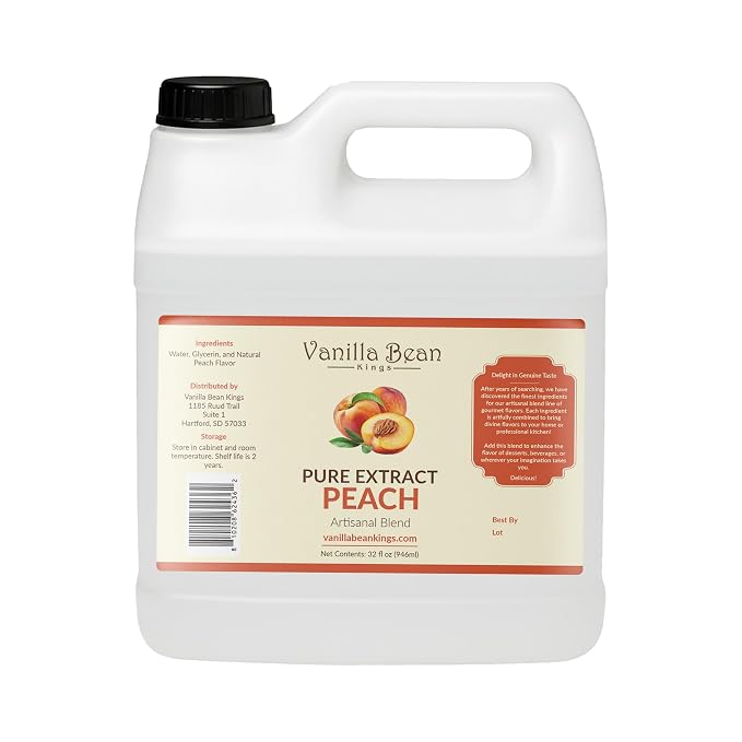 Pure Peach Flavor for Baking and Flavoring - Premium Quality Natural Flavors for Baked Goods, Desserts, & Cooking - 32 FL OZ