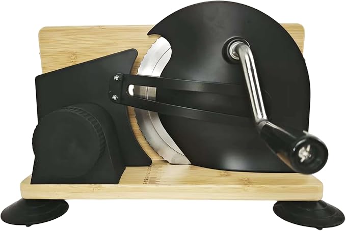 Sourdough Bread Slicer Machine Adjustable Thickness Stainless Steel Blade Bread Sourdough Cutter with 6 Large Suction Cups Foldable Compact Design Non-Slip Base for Homemade Bread Slicing (Black)