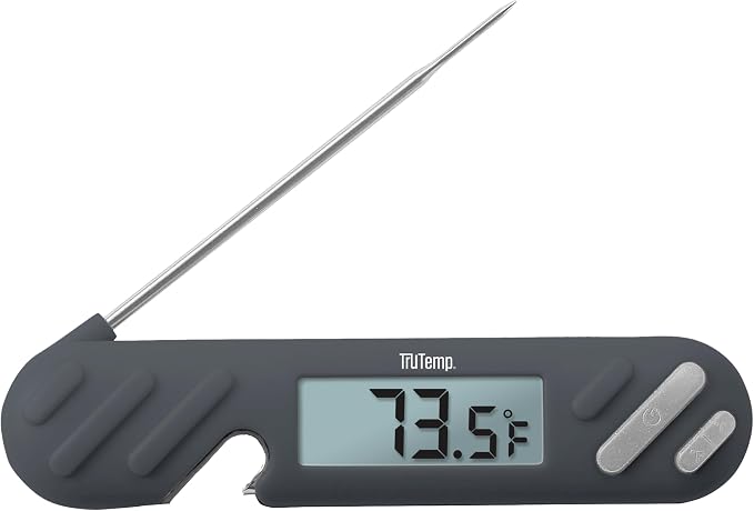 Taylor TruTemp Digital Instant Read Thermometer Meat Probe for BBQ Kitchen with Built in Bottle Opener, Reliable Folding Probe Easy Read LCD Grilling Cooking Tool, Gray