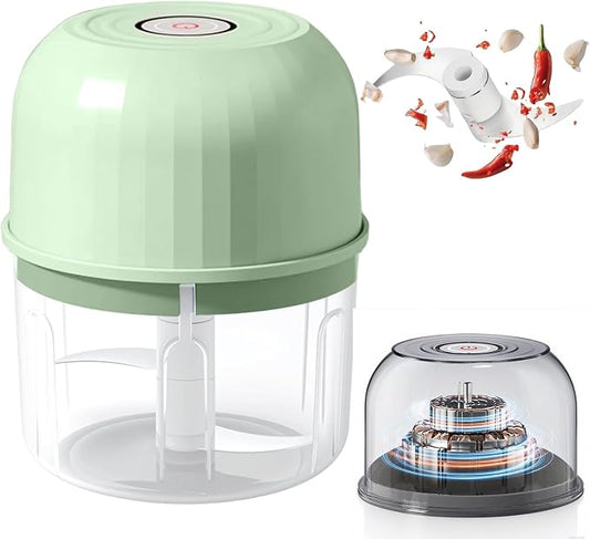 Electric Garlic Chopper, 2026 New Rechargeable Portable and Cordless Mini Food Processor, Vegetable Chopper with Stainless Steel Blade for Kitchen Food Processor (LIGHT GREEN)
