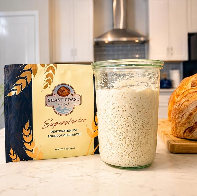 Yeast Coast Sourdough Dehydrated Starter Culture, Easy Activation | Beginner Friendly with Printed Guides and Recipe Cards
