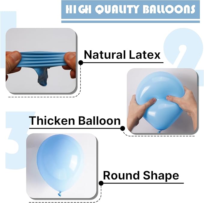 PartyWoo Light Blue Balloons 100pcs 5 Inch Small Mini Baby Pastel Sky Aqua Blue Balloons for Graduation Baby Shower Gender Reveal Weddings Anniversary Birthday Bachelorette Party Decorations Blue-Y4