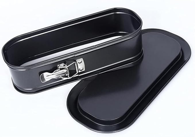 Oval Springform Pan, 12 inch, Non-Stick Baking Pan with Removable Bottom, Quick Release Latch, Black