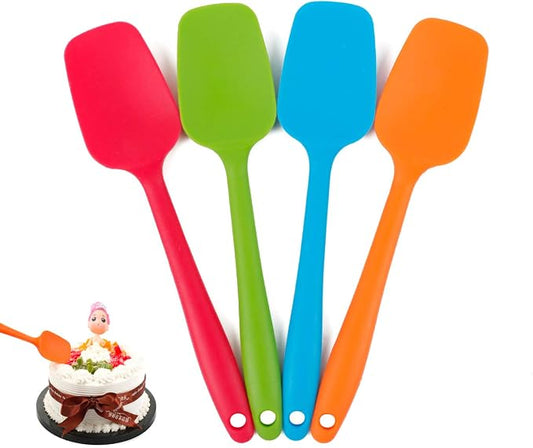 Food Grade Silicone Spatula Set Heat Resistant Small Rubber Spatulas,4 piece Silicone Spoonula Spatula Non-stick Baking Curved Spatulas Multicolor Dinnerware (21.7cm/8.56inch)