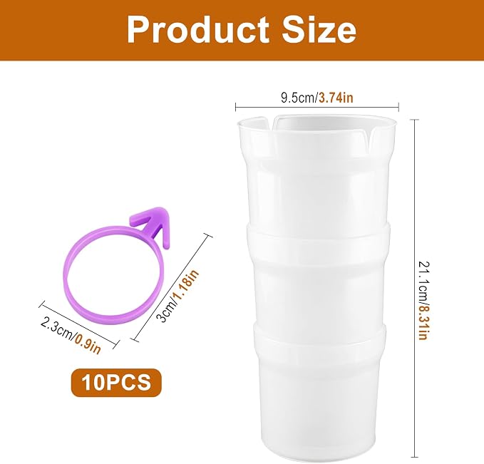 Hands-Free Piping Bag Holder Stand for Filling, Translucent Plastic Icing Bag Rack with 10 Pack Silicone Retaining Rings & Piping Tip Converter, Cake Decorating Baking Accessories