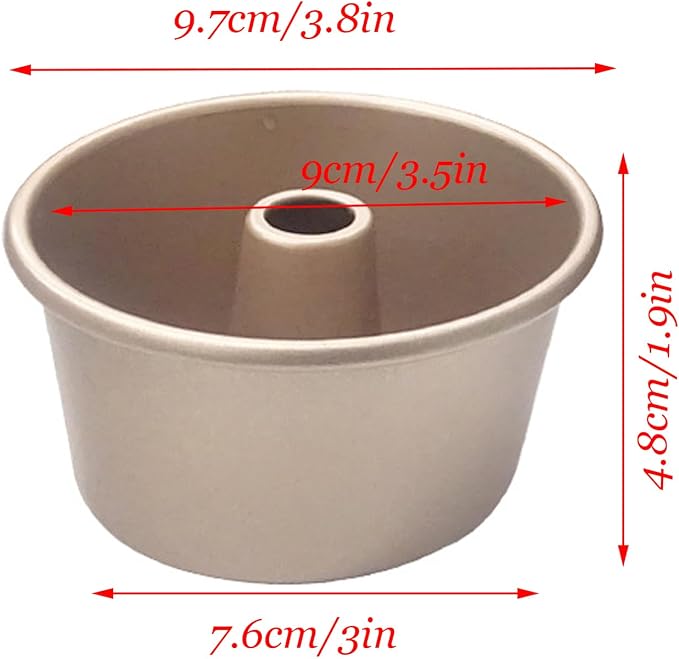 4 Inch Nonstick Fluted Tube Cake Pan, 4 Pcs Mini Buntz Cake Cup Set, Carbon Steel Reusable Small Baking Mould Cup Mold Bakeware for Kugelhopf, Cake, Brownie, Jello, Bavarois - Gold