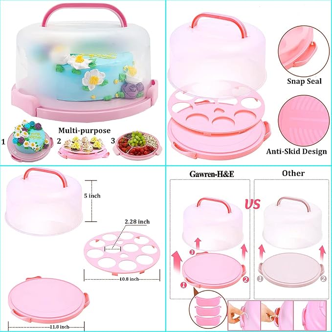 Gawren-H&E 678pcs Cake Decorating Kit,Cake Baking Suppplies with Decorating Tools,Cake Carrier,Springform Pans,Piping Bags and Tips Set,Turntable,Cake Decorating Supplies for Beginners/Professional