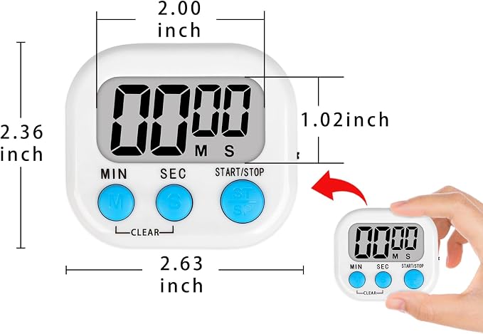 Lasubst Digital Classroom Timers for Teachers Kids School Supplies Bulk with Magnetic Back 12 Pack, White Pink Blue Green
