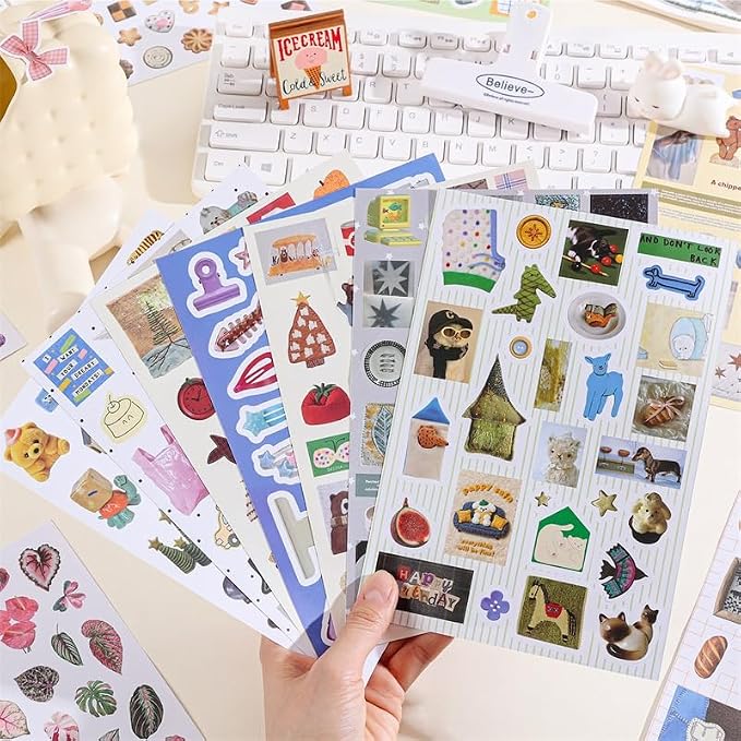 Girl's Korean Sticker Book, Food and Daily Life Theme - 1300+ Cute Dream Style Foodie Stickers, for DIY Scrapbooking Journaling Handbook Decoration Cute