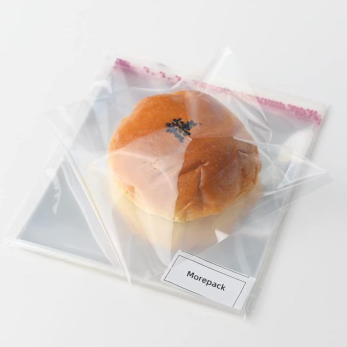Morepack Cookie Bags for Gift Giving, 6x6 Inches 200Pieces Clear Self Sealing Resealable Cellophane Bags