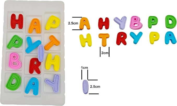 Edible Colorful 13pcs Big Edible Letters cake decorations, Spelling Happy Birthday cupcake toppers, perfect Icing Cookies decro for Birthday party Team Dinner