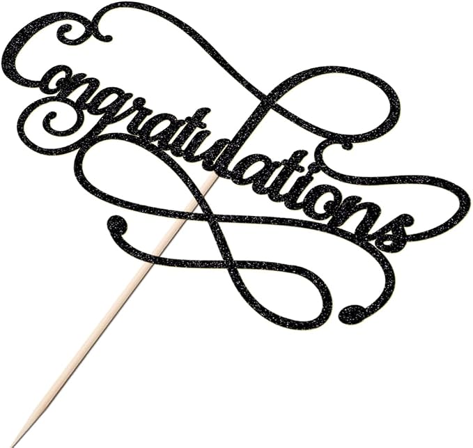 Congratulations Cake Topper,Congratulations 2026 Graduation Cake Topper,Graduation, Wedding, Retirement, Birthday, Anniversary, Celebration Party Decorations Supplies(Black)