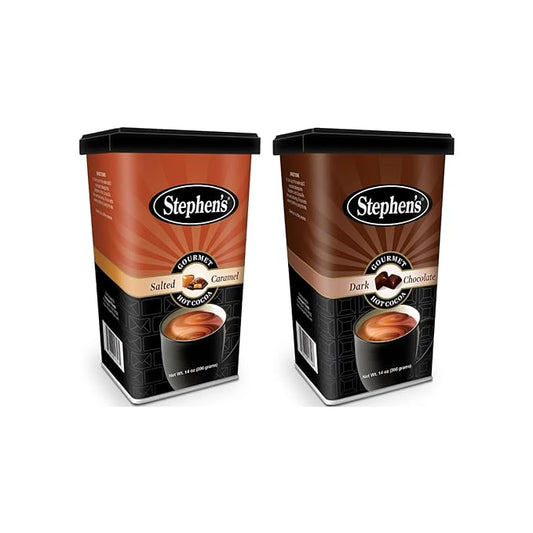 Stephen’s Gourmet Hot Cocoa Mix Duo, Dark Chocolate and Salted Caramel Hot Chocolate Drink for Cozy Winter Beverages and Dessert Drinks, 14 Ounce (Variety Pack)