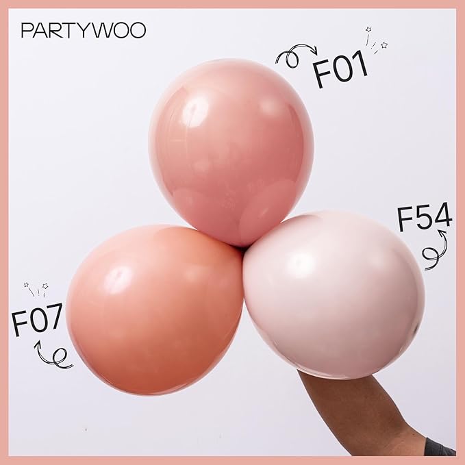 PartyWoo Dusty Pink Balloons 100pcs 12 Inch Boho Blush Lilac Pink Latex Helium Balloons for Princess Birthday Baby Shower Graduation Gender Reveal Anniversary Bachelorette Party Decorations Pink-F54