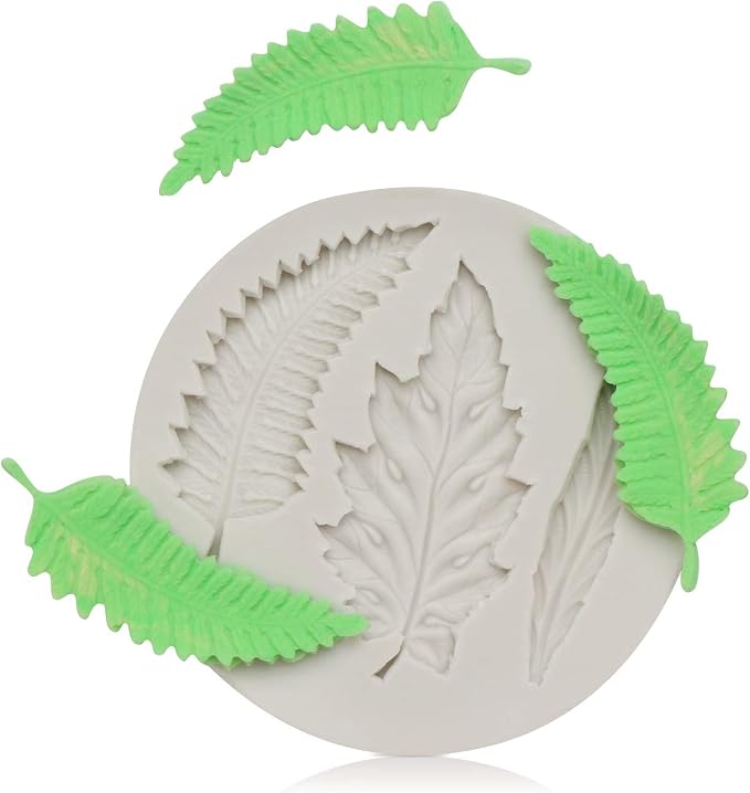 Beasea Leaf Fondant Silicone Mold, 4pcs Leaf Soap Mold Rose Clay Molds Maple Pattern Mold Candy Chocolate Cake Decorating Molds for Sugar Craft