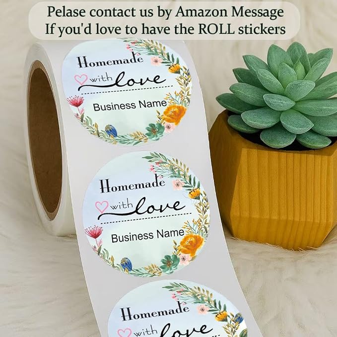 400 Pack Custom Handmade/Homemade with Love Label Stickers|Personalize Business Logo Labels|1.5/2inch Round Personalized Labels in Various Designs for Crafts,Baking,Gifts and Small Business