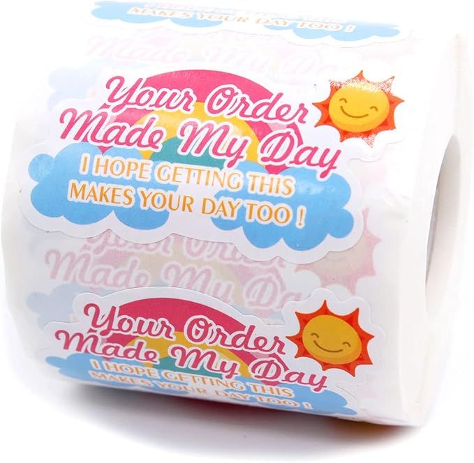 Your Order Made My Day Stickers, Cute Thank You Your Order Stickers for Mail Envelopes Shipping Business Package Packaging 500 PCS