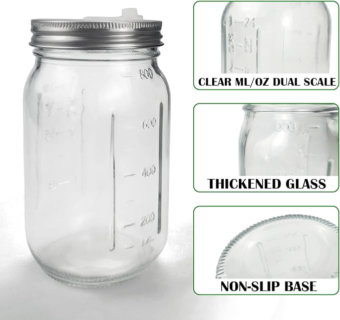 32 oz Mason Jar Fermentation Kit, 2 Pack Fermentation Jars, Fermentation Lids, Fermenting Weights and Airlocks, Complete Fermenting Kit for Making and Storing Sauerkraut（Pack of 2）