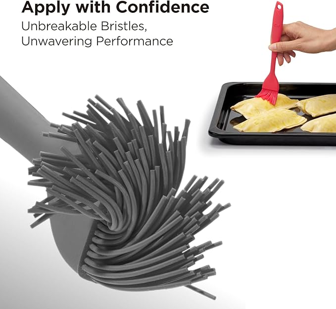 Kitchen Mama WaltzGrip Platinum Silicone Basting Pastry Brush, Metal Gray | Set of 2, Heat-Resistant, Dishwasher-Safe, For Cooking, Baking, Grilling