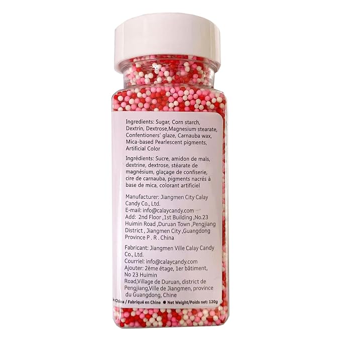 Sentovac Valentine Nonpareils Sprinkles Edible 2mm Mini Peals Red Pink White Sprinkle for Cake Decorating Sugar Candy Cookie Cupcake Topper Baking Decorations Valentine Wedding Supplies