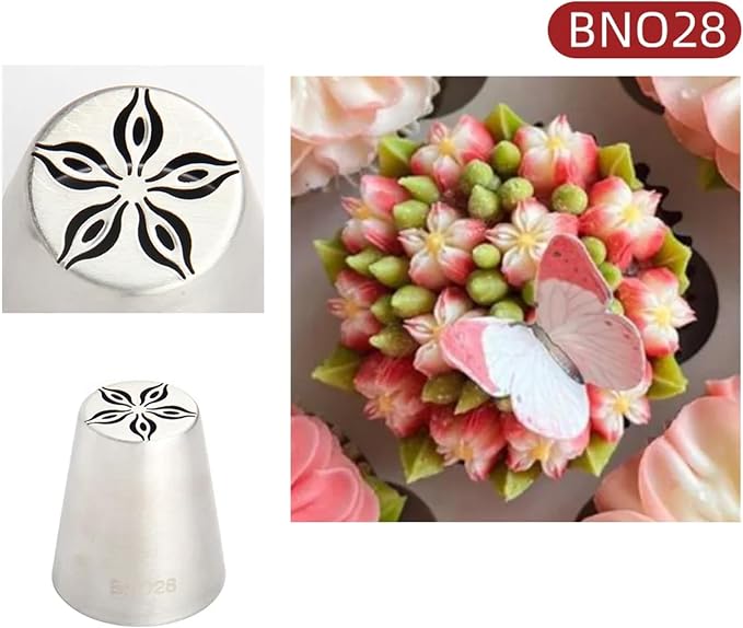8 Pack Extra Large Russian Piping Tips Set Stainless Steel Icing Nozzles for Buttercream Flowers Includes 6Tips, 2 Leaf Tips for DIY Cookies Desserts Cake Decoration Baking Tools (8 Pack)