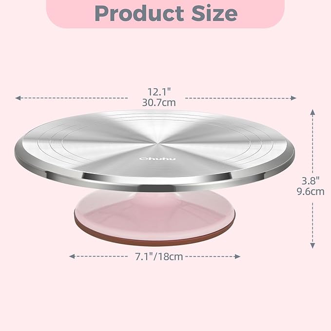 Ohuhu Cake Stand, Aluminium 12''Cake Turntable Decorating Bakery Supplies - BPA-Free Frosting Spinner Rotating Revolving Lazy Susan Perfect Gifts