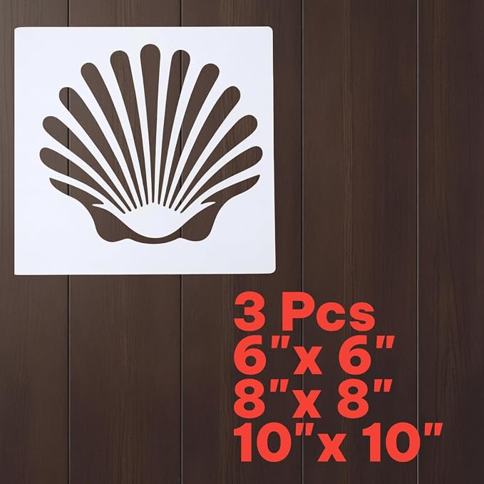 Seashell Stencil – Nautical Ocean Beach Travel Adventure Design Template Pattern Reusable Art Stencil for Painting, Crafting and DIY Projects
