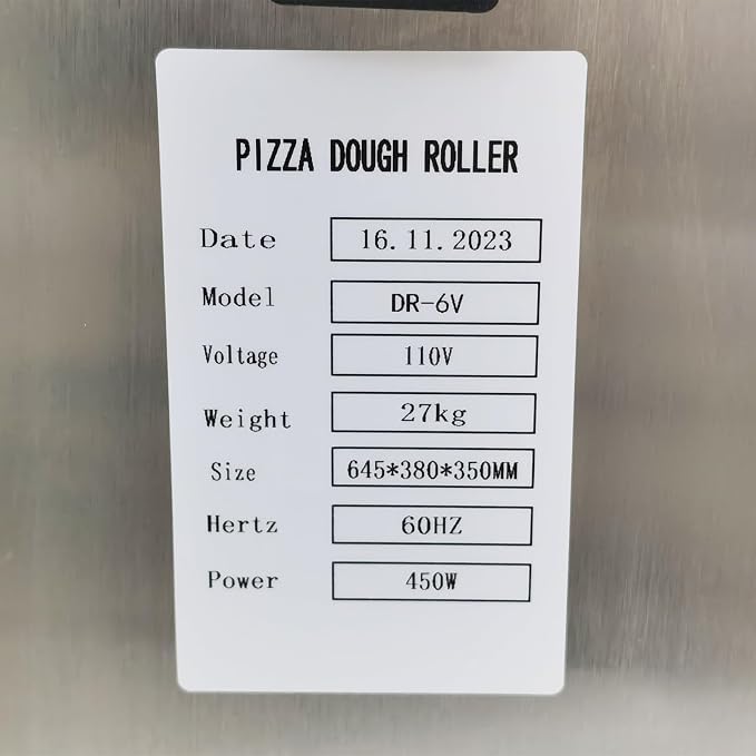 Electric Dough Roller Sheeter Dough Rolling Machine 4"-19" Pizza Dough Press Machine Single Roller Design for Pie Crusts, Pitas, Tortillas and Flat Breads 110V