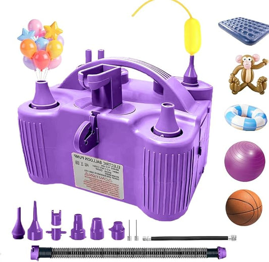 4-in-1 Electric Balloon Pump for All Balloons, Inflatables, and Sports Balls, Portable High Power Triple Inflating Ports for Latex Foil 260q Mylar Balloon