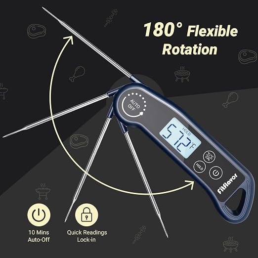 Instant Read Meat Thermometer Digital, 0.5S Instant Read Thermometer for Cooking Grill Candy Oil Food Meat Kitchen Baking BBQ, K Sensor Accuracy ±0.5°F Backlight Calibration Waterproof (11K-1)