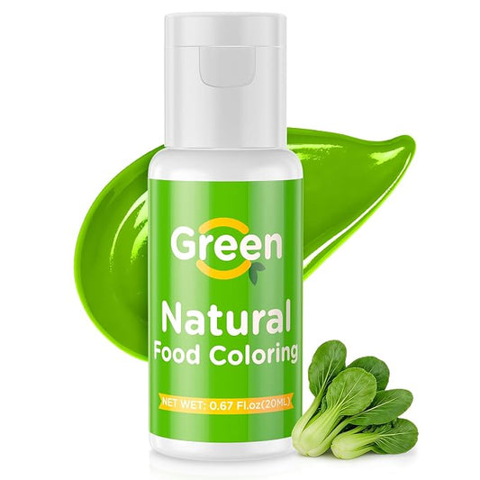 Natural Food Coloring- 20 Milliliters Dye Free Natural Food Coloring, FD&C & Artificial Dye Free Formula for Baking, Icing and Cooking, Cakes, Cupcakes, Frosting，Easter Eggs & Holiday Treats (GREEN)